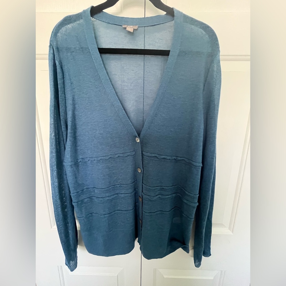 J. Jill Beachy Coastal Lightweight Linen Blend Cardigan Sweater